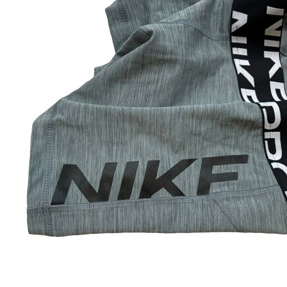Ladies Nike Pro‎ Dri-Fit Heather Grey Side Logo Compression Shorts Size Small - Picture 2 of 7